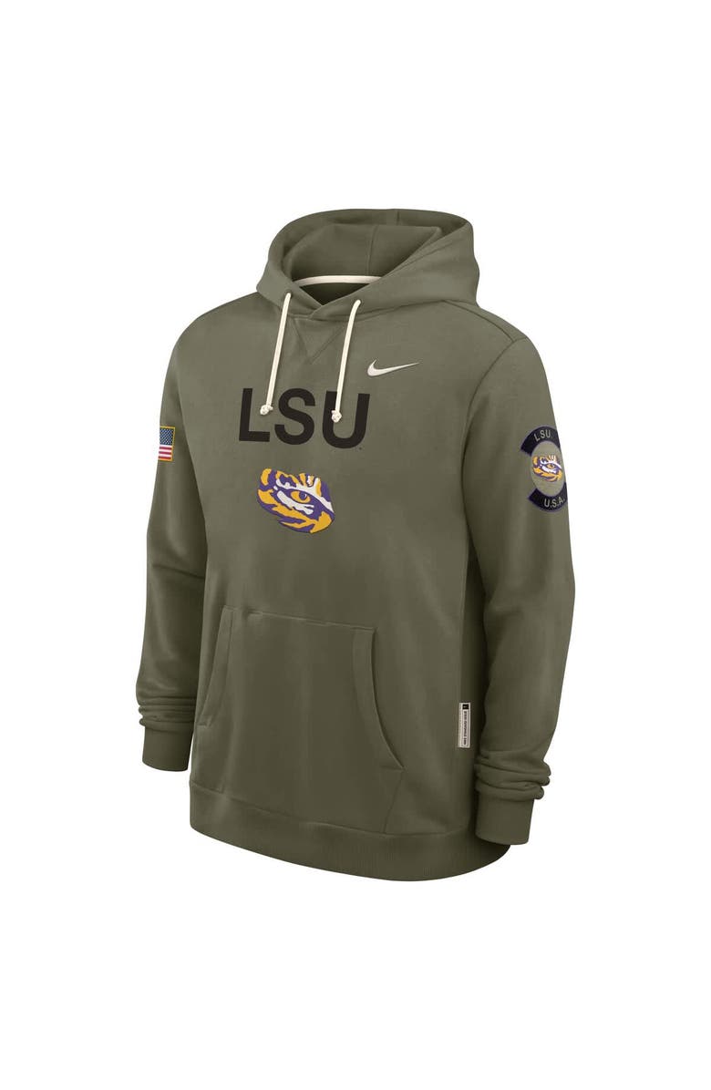 Nike Men's Nike Olive LSU Tigers 2025 Military Appreciation Standard Issue Dri-FIT Hoodie, Alternate, color, Olive