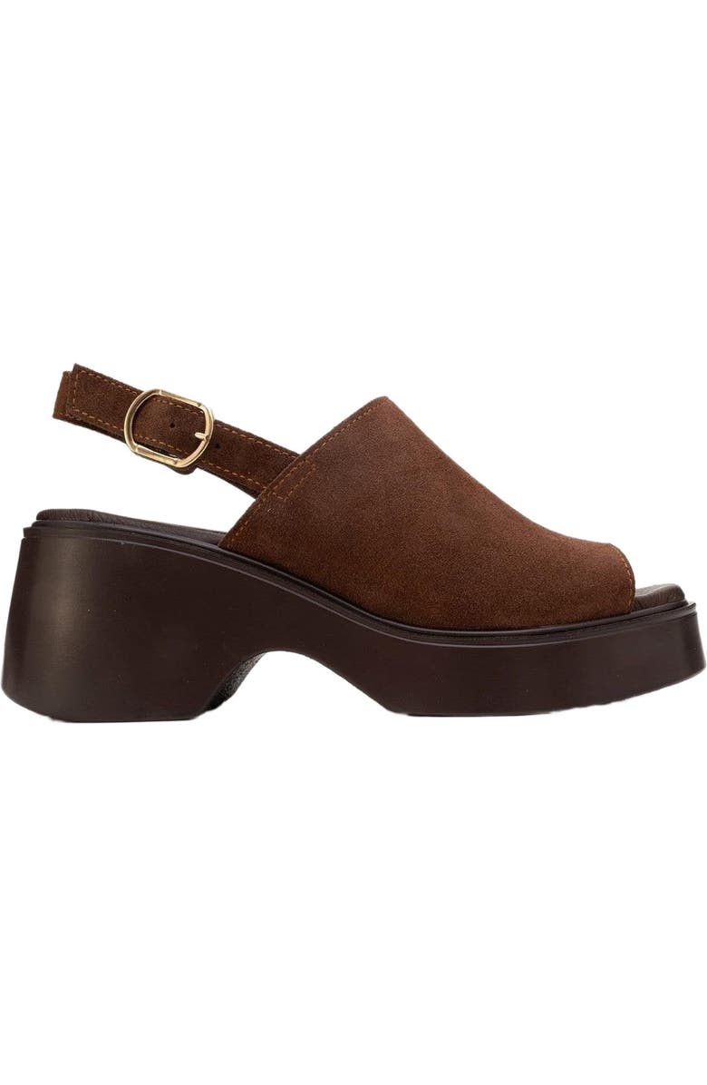 Forever & Always Shoes Power Leather Platform Wedge Sandals, Alternate, color, Dark Brown Suede Leather