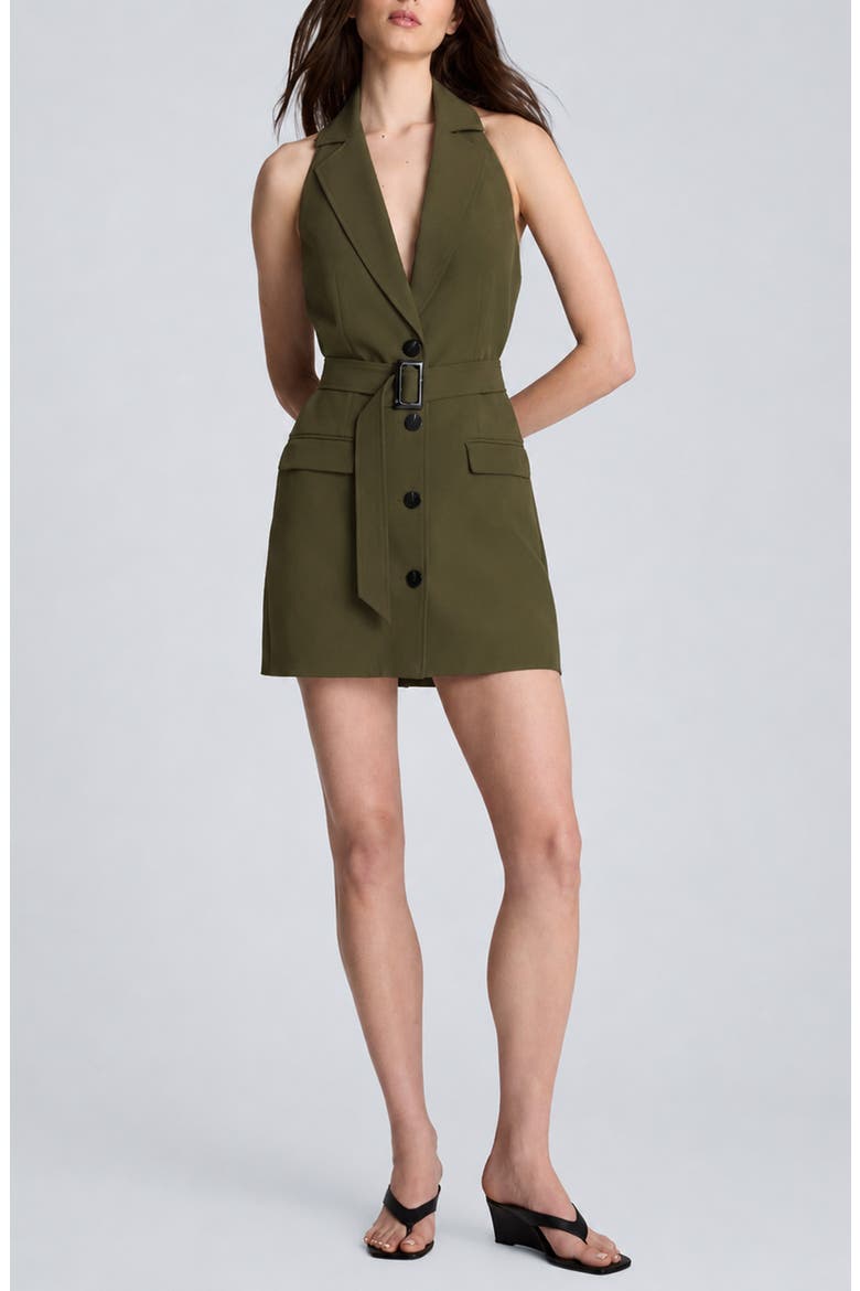 Belted Halter Dress, Main, color, BREEN