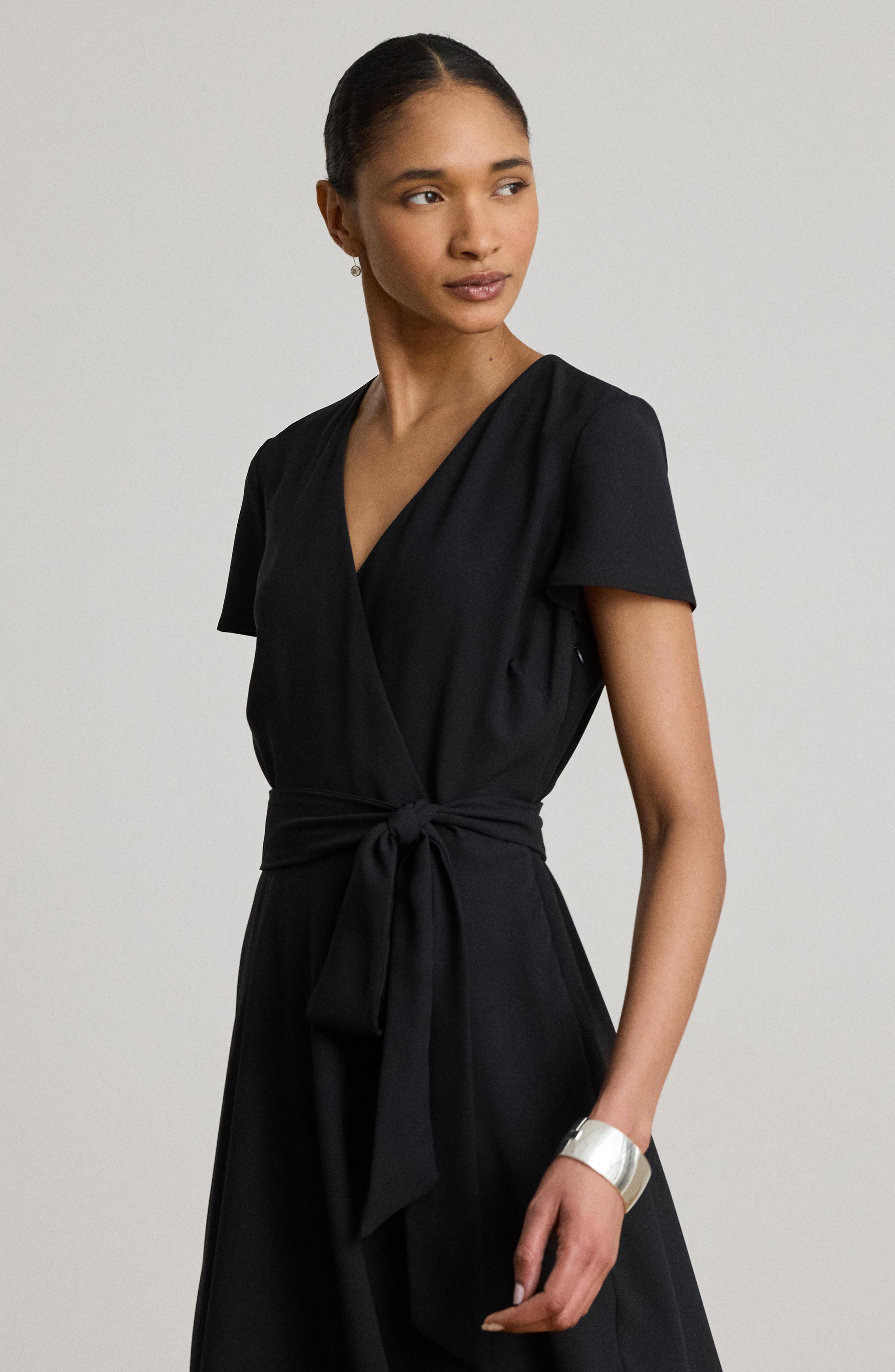 Lauren Ralph Lauren Surplice Neck Georgette Shirtdress (Women