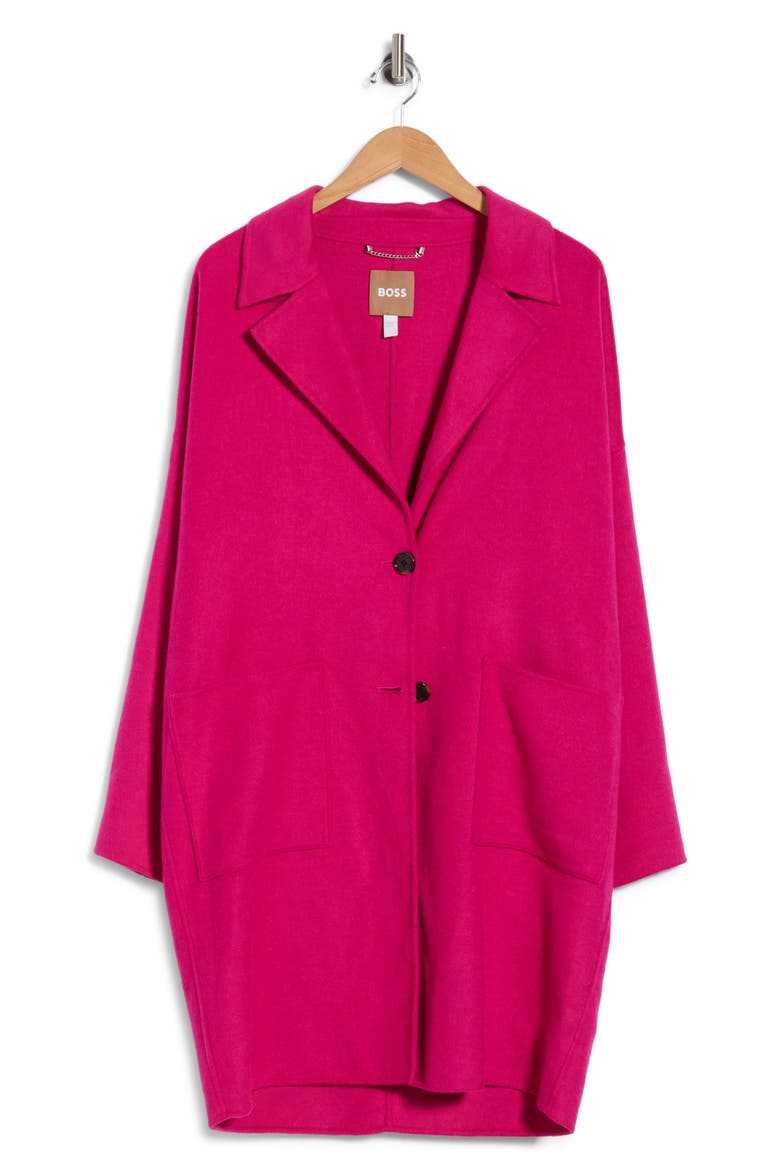 Cattina Notch Lapel Wool Blend Coat, Main, color, BRIGHT PINK