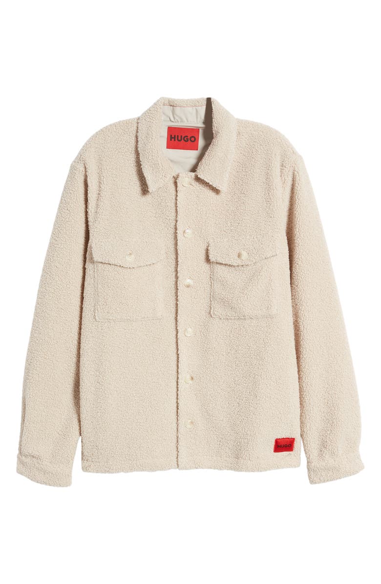 BOSS Enalu Oversize Fleece Button-Up Shirt Jacket, Main, color, 