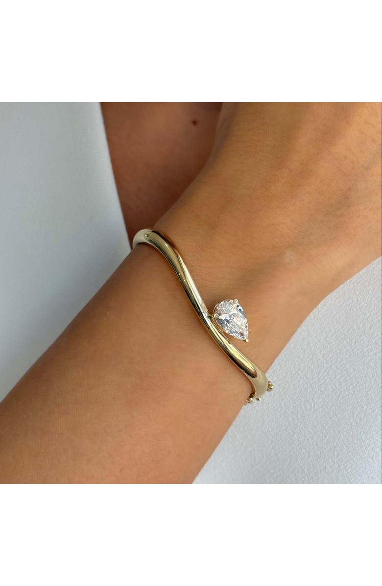 BY ADINA EDEN Lab Grown Diamond Pear Curved Bangle Bracelet 14K, Alternate, color, 