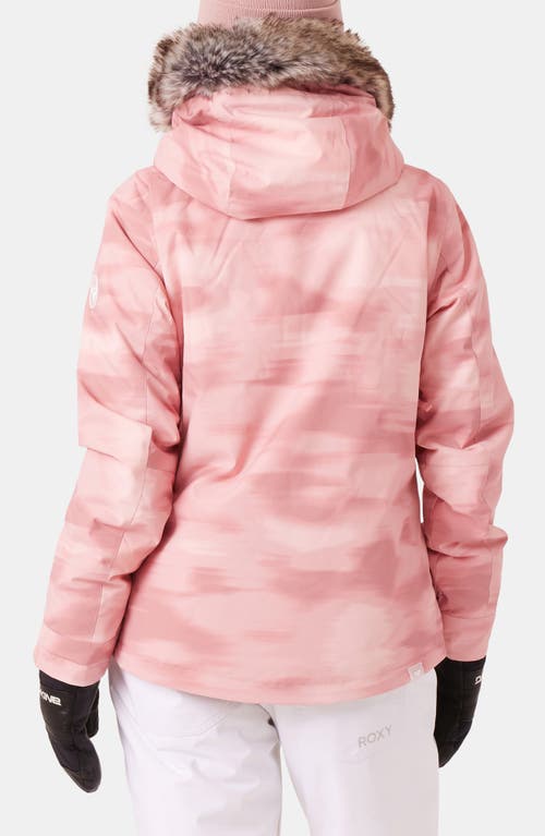 Roxy Jet Ski Technical Snow Jacket With Removable Faux Fur Trim & Hood In Pattern