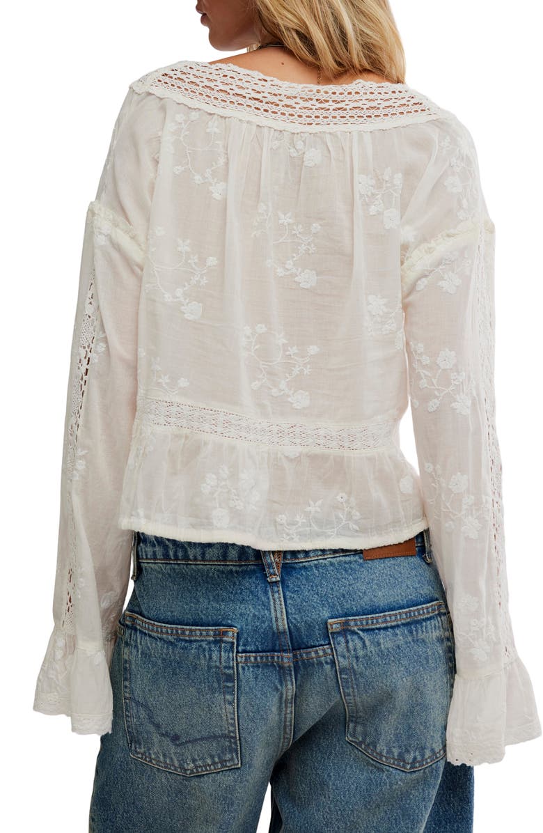 Free People Sweet Love Crop Shirt, Alternate, color, Egret