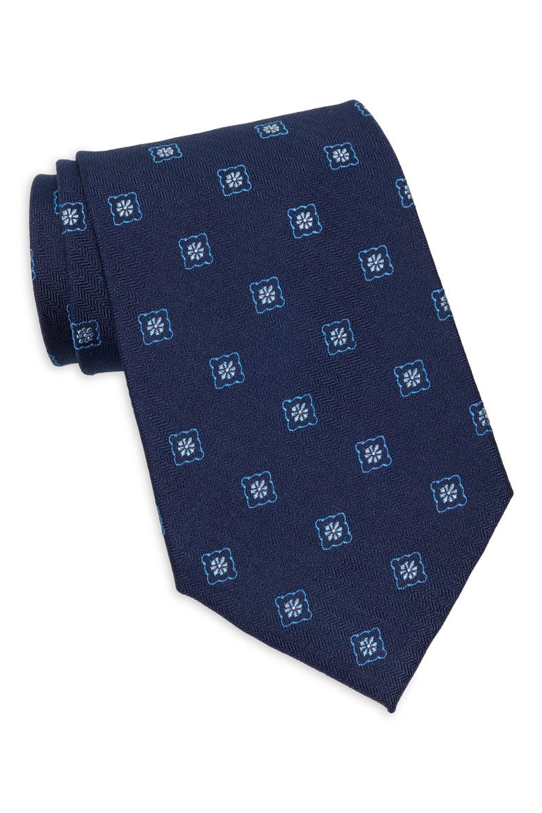 Oxford Flower Dot Tie, Main, color, NAVY