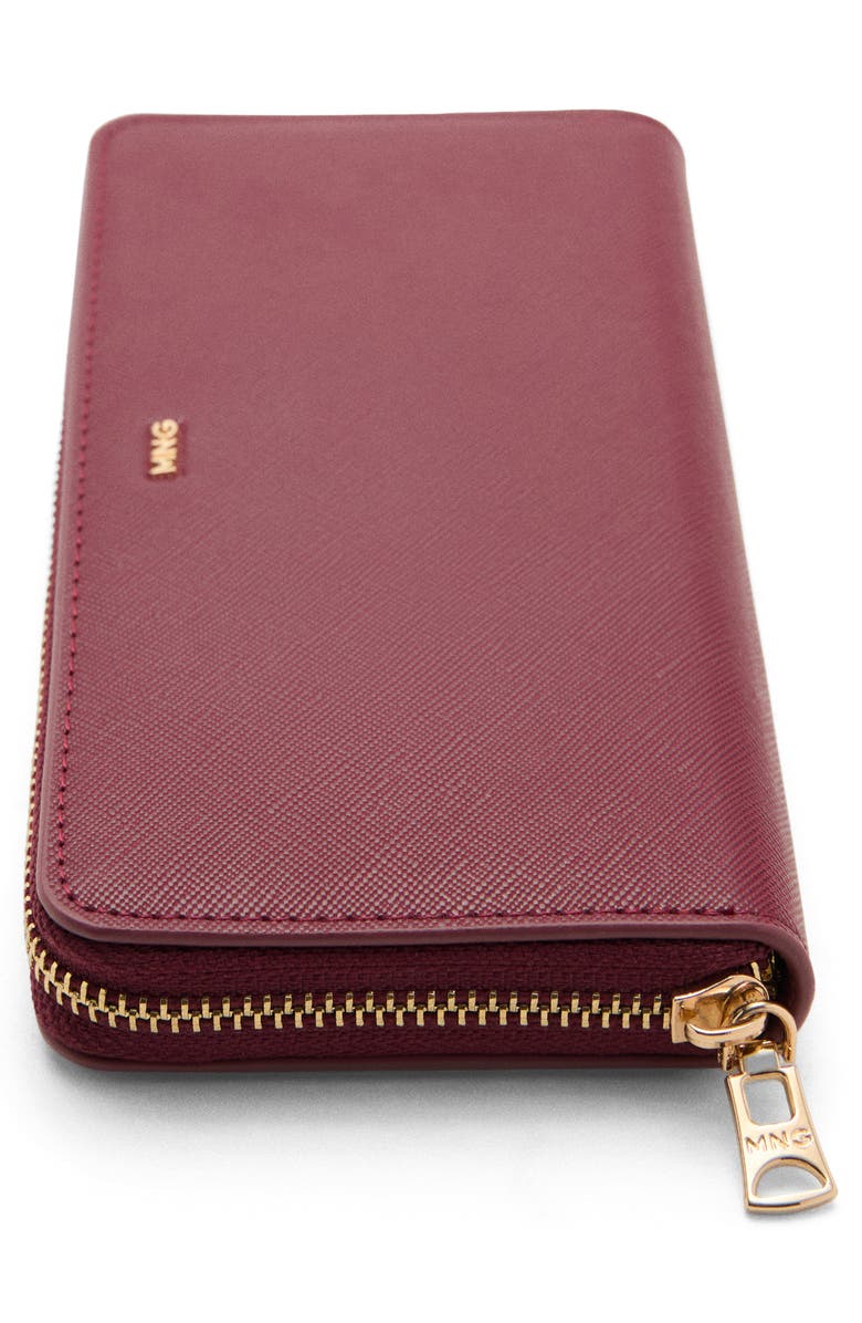 MANGO Faux Saffiano Leather Wallet, Alternate, color, Burgundy