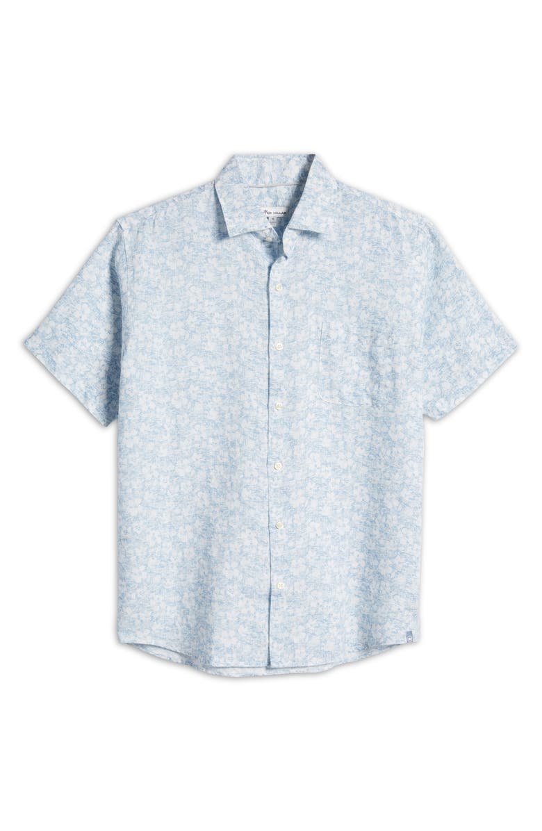 Peter Millar Seaside Floral Aura Short Sleeve Linen Button-Up Shirt, Alternate, color, 