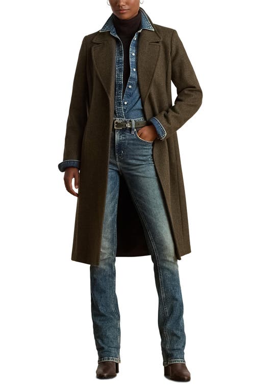 Ralph Lauren Lauren  Wrap Longline Coat In Brown