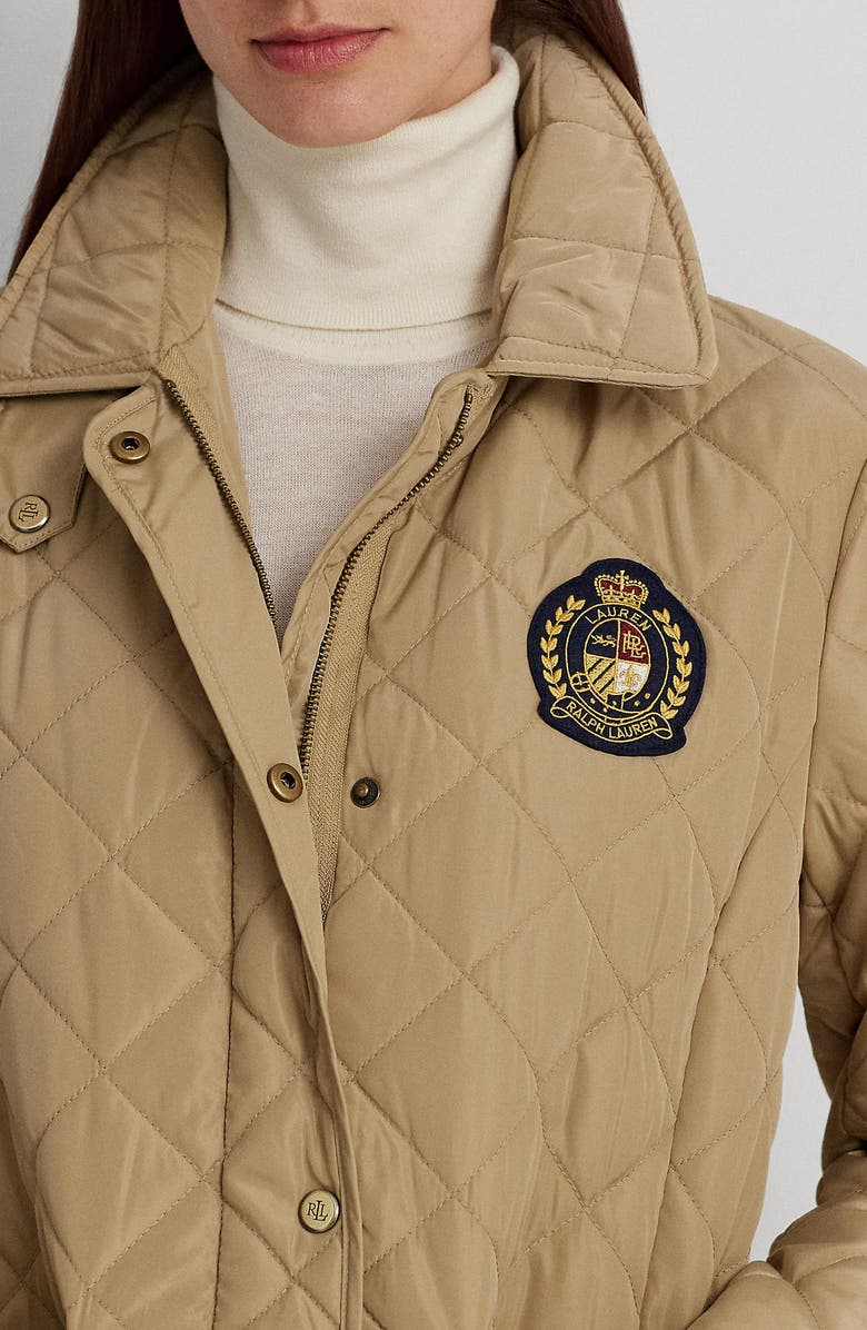 Lauren Ralph Lauren Crest Logo Recycled Shell Diamond Quilted Jacket, Alternate, color,