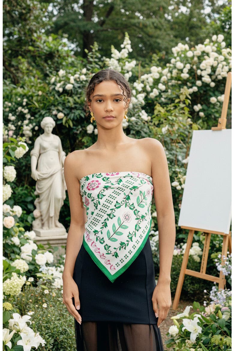 Ivy Parterre Double Sided Silk Scarf, Alternate, color, Green