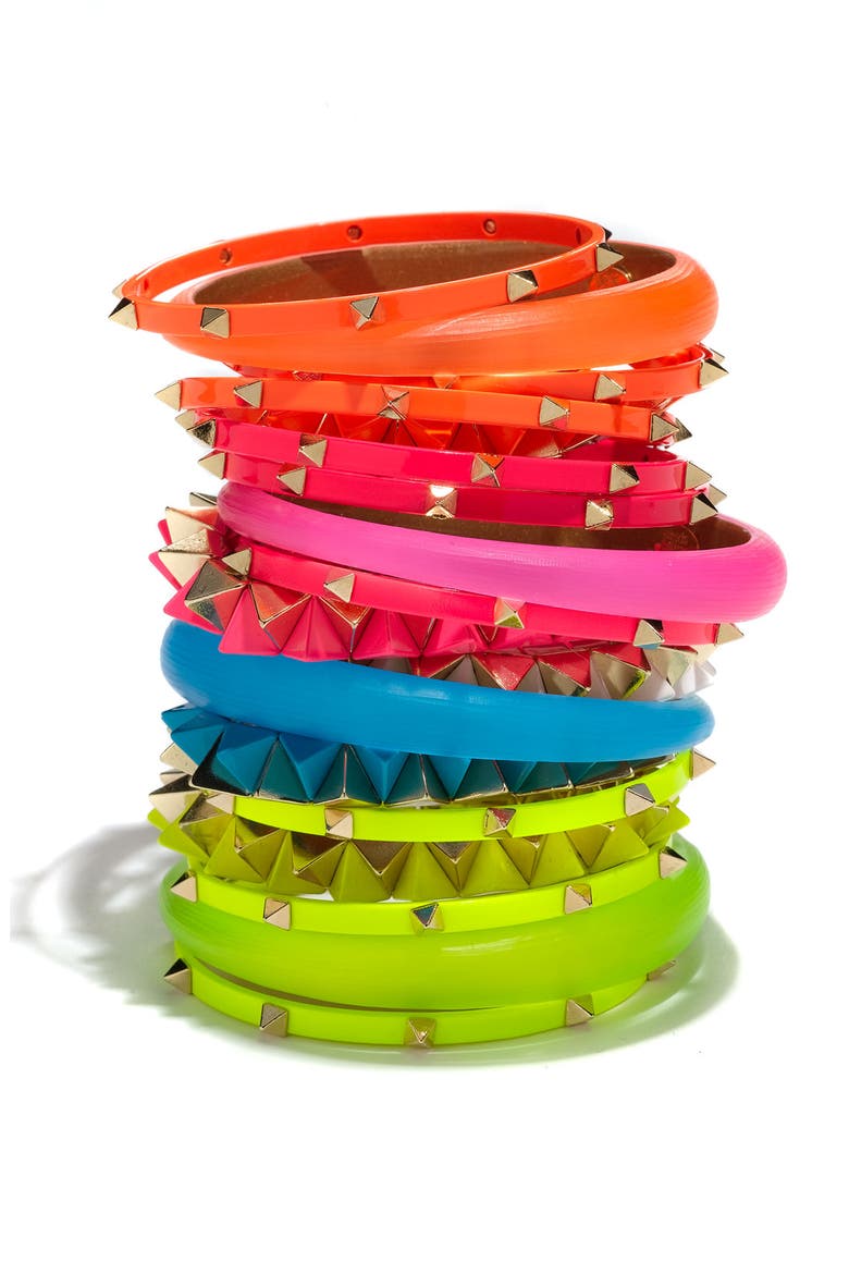 Studded Bangles, Alternate, color, SILVER/ BLACK