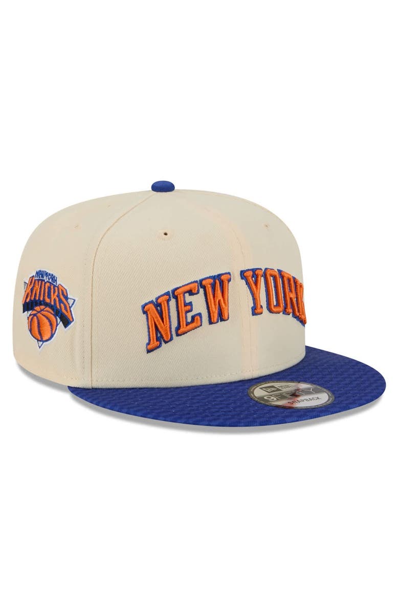New Era Men's New Era Cream/Blue New York Knicks 2025/26 City Edition 9FIFTY Snapback Hat, Main, color, Cream
