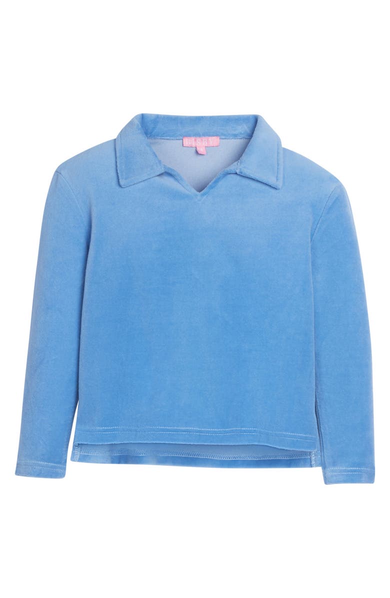 BISBY Kids' Velour Polo Pullover, Alternate, color, French Blue