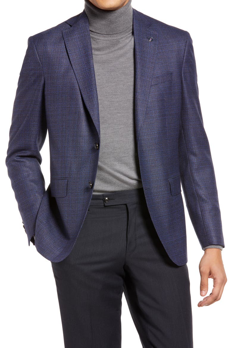 Karl Mixy Slim Fit Check Wool Sport Coat, Main, color, BLUE