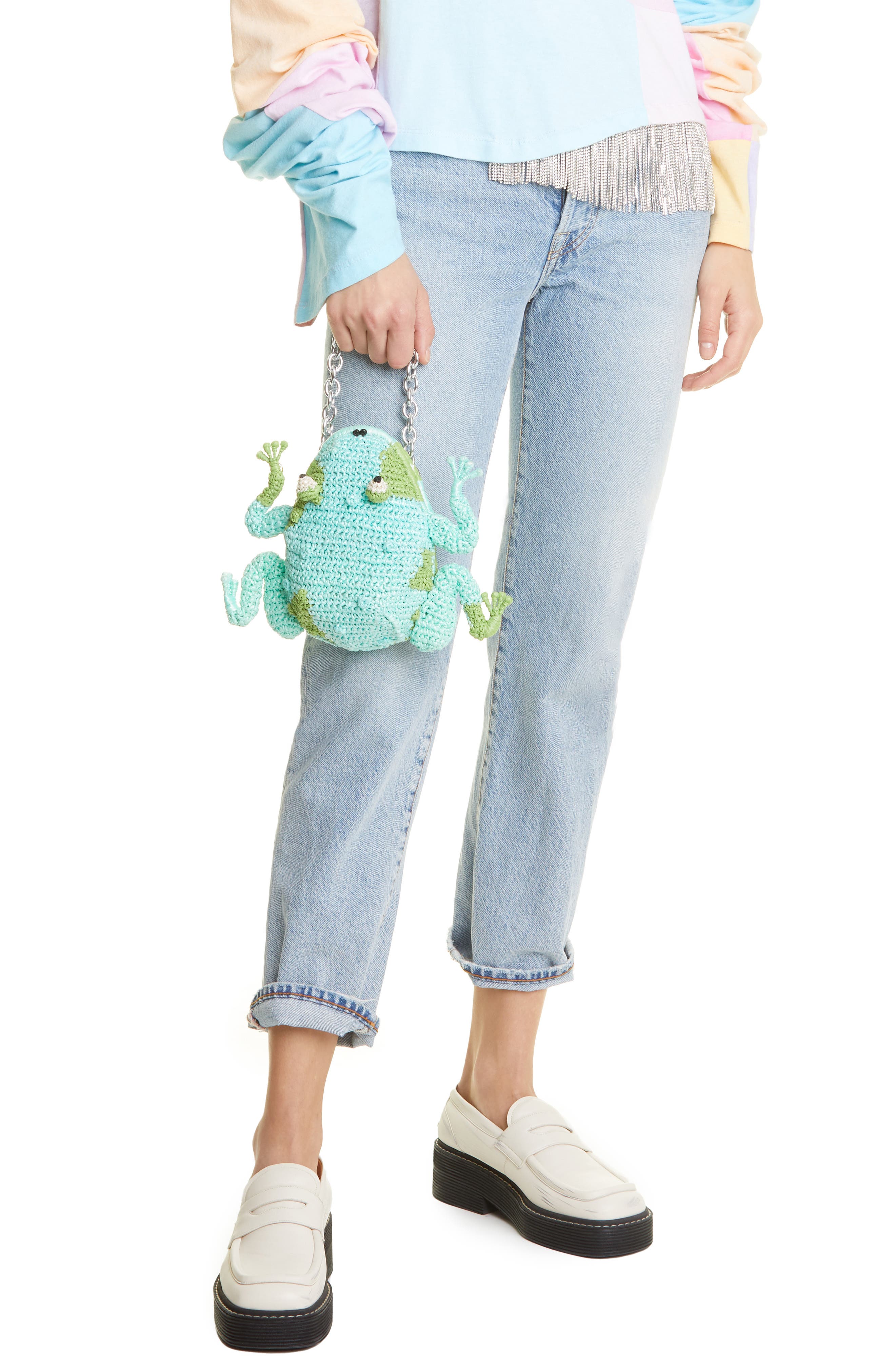 Collina Strada Frog Raffia Bag, Alternate, color, 