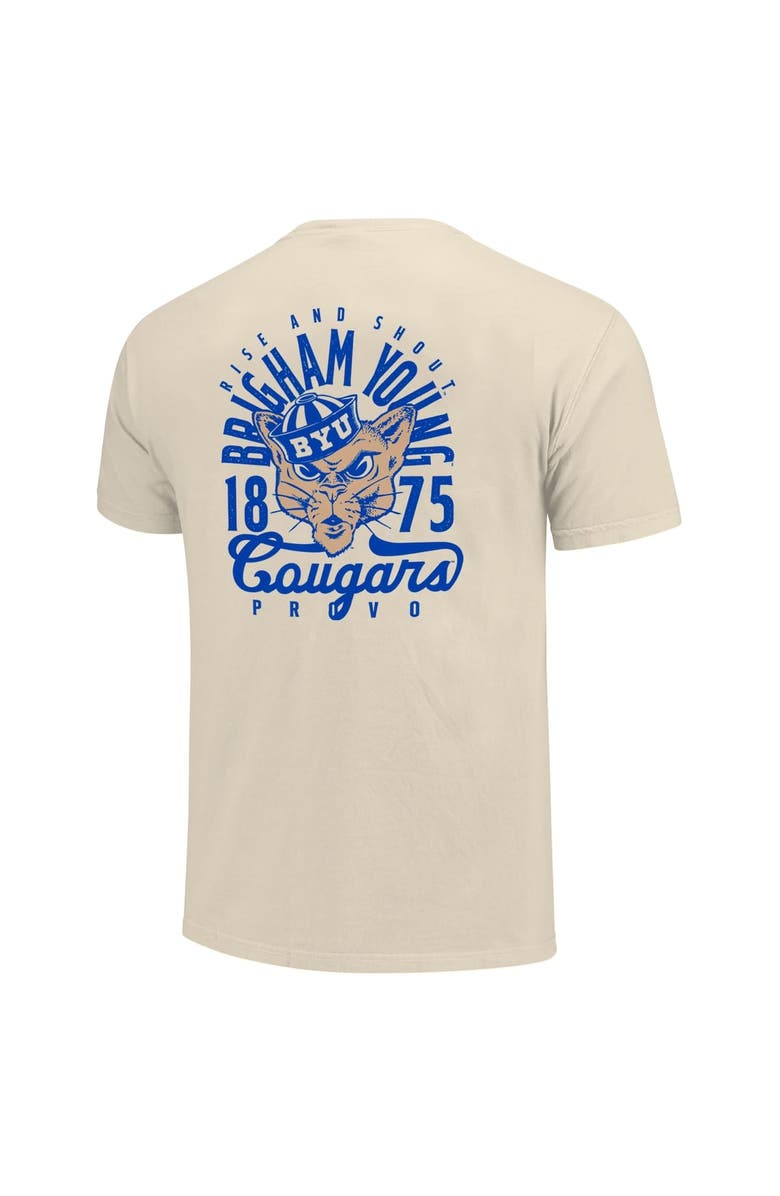 IMAGE ONE Men's Cream BYU Cougars Comfort Colors Mascot Overlay T-Shirt, Alternate, color, 