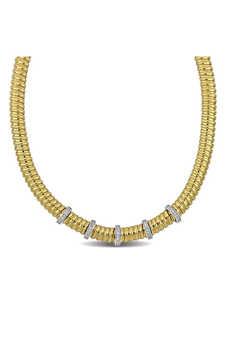Cubic Zirconia Station Necklace, Main, color, Yellow-Plated