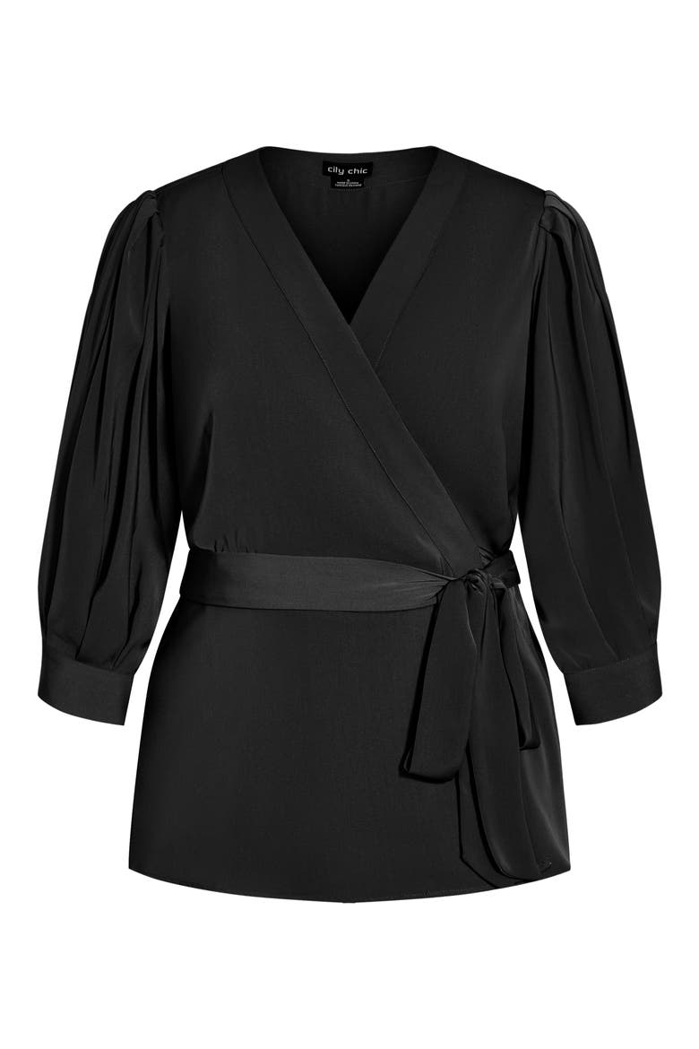 Sultry Wrap Top, Alternate, color, BLACK