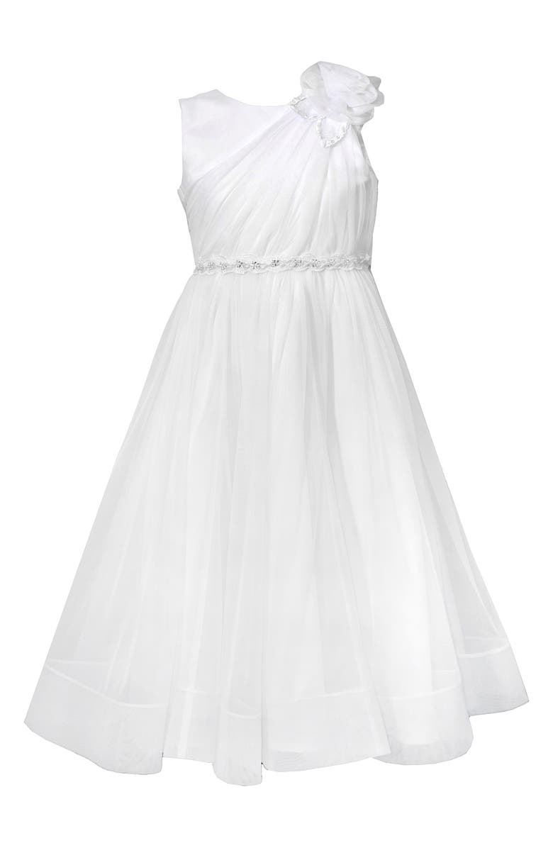 GERSON & GERSON Iris & Ivy Shoulder Flower Tulle Dress, Main, color, 