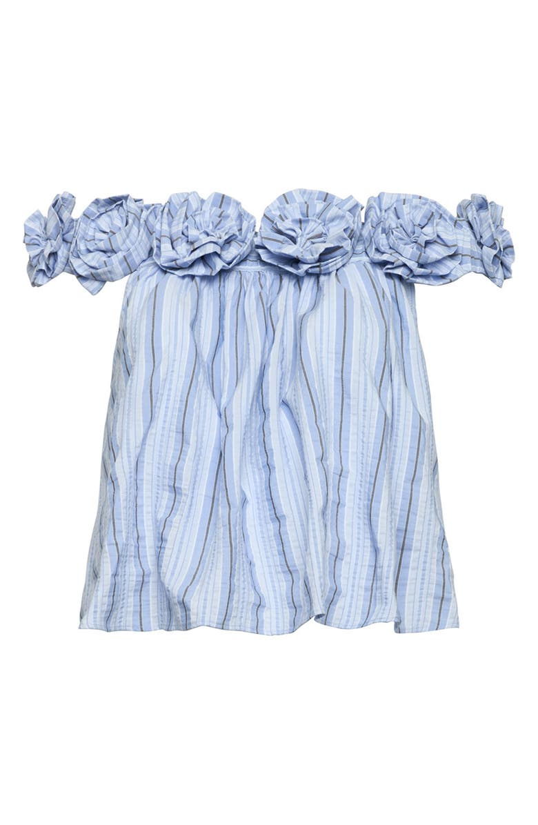 Cinq à Sept Kelsey Off the Shoulder Cotton Blend Seersucker Top, Alternate, color, Blue Multi