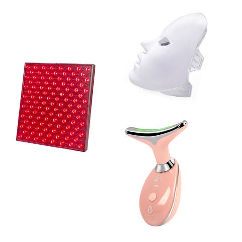 7-in-1 LED Light Therapy Face Mask, Sculpting Wand, and LED Red Light Therapy Panel