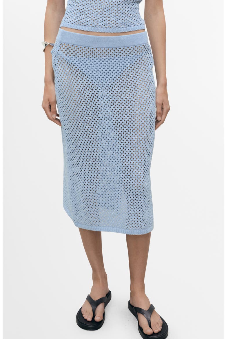 Rhinestone Crochet Sweater Skirt, Main, color, BLUE