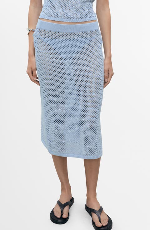 Rhinestone Crochet Sweater Skirt