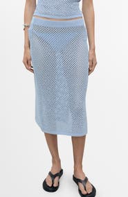 MANGO Rhinestone Crochet Sweater Skirt