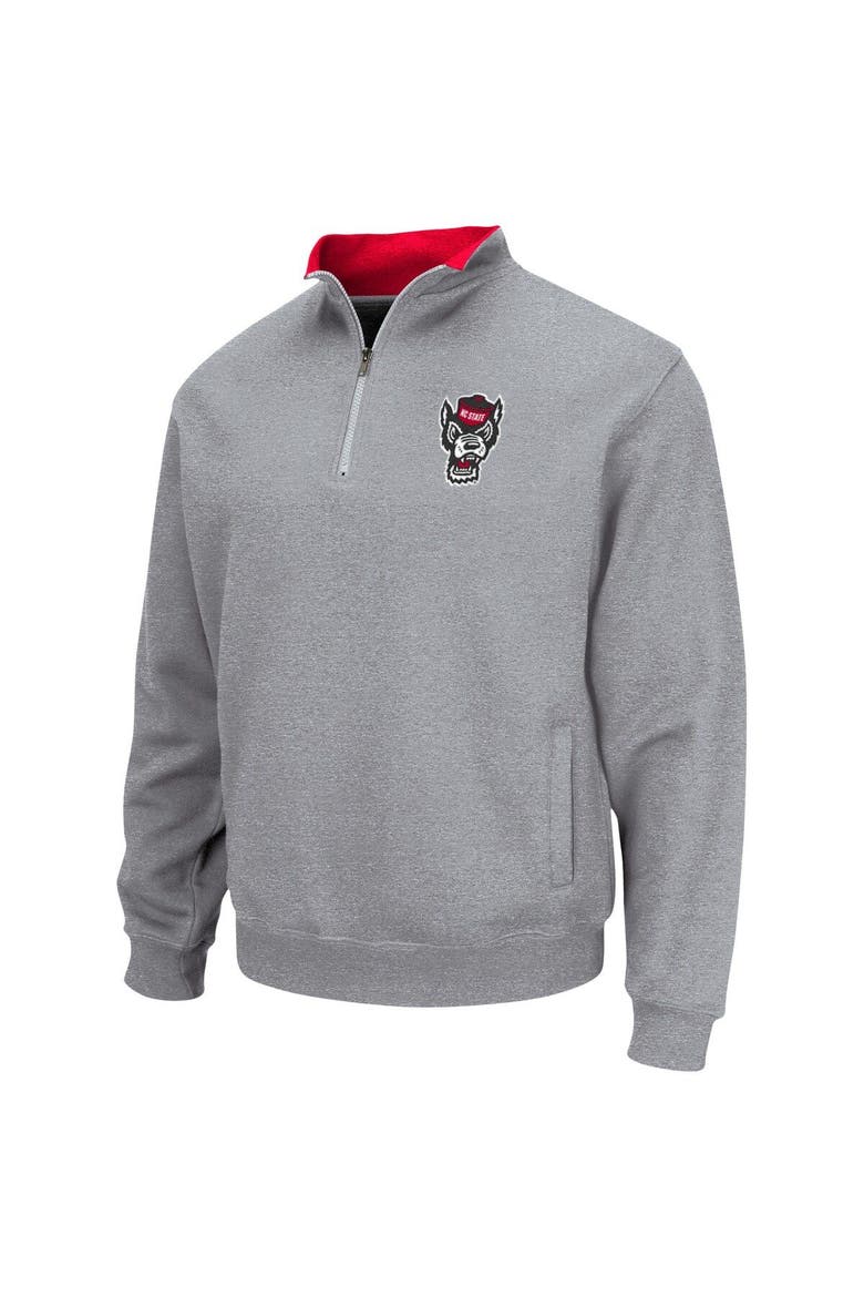 Men's Colosseum Heathered Gray NC State Wolfpack Tortugas Team Logo Quarter-Zip Jacket, Alternate, color, Heather Gray