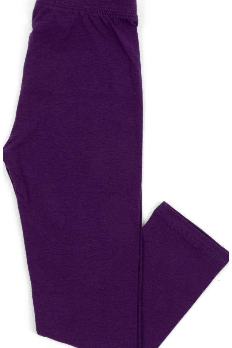 Girls Cotton Leggings, Solid Colors, Alternate, color, Dark Purple