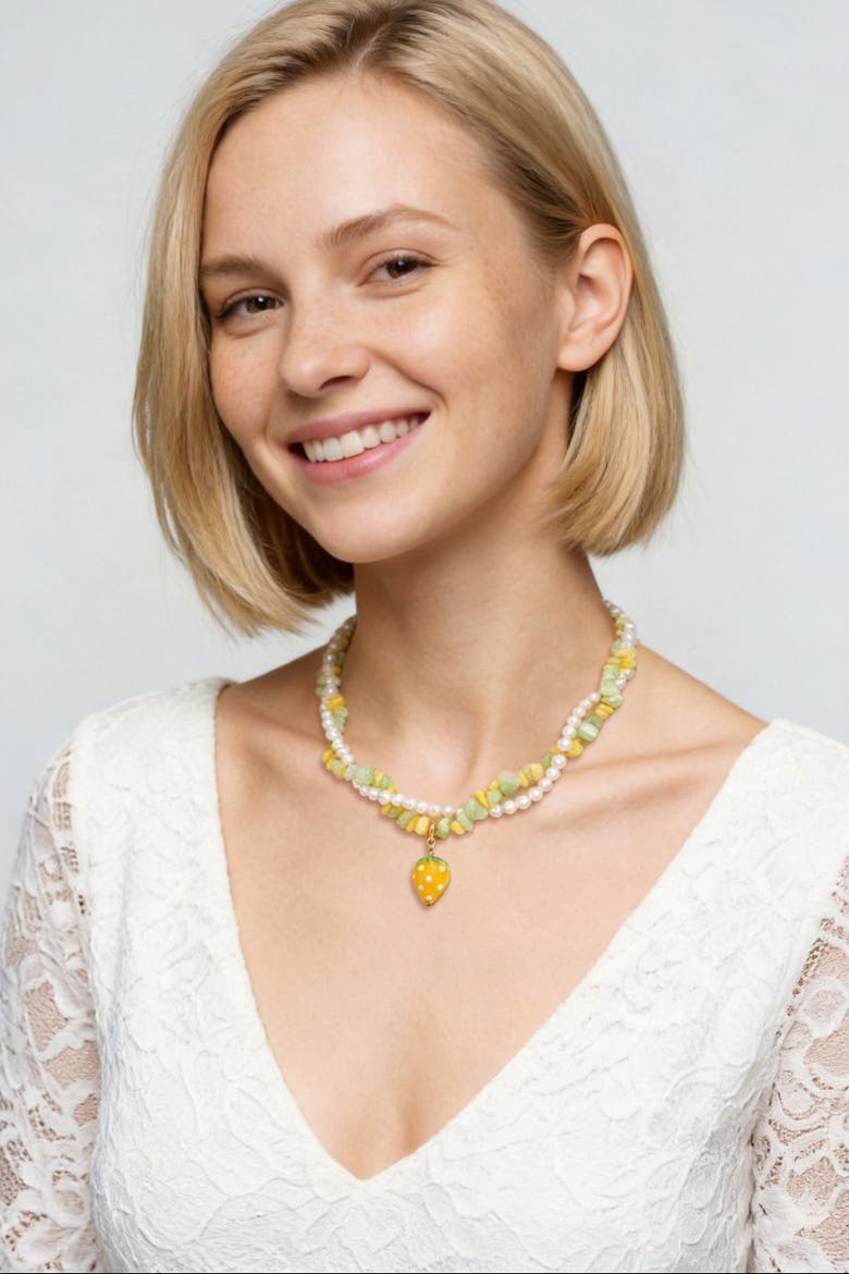 Lulu Strawberry Necklace Set, Alternate, color, Yellow