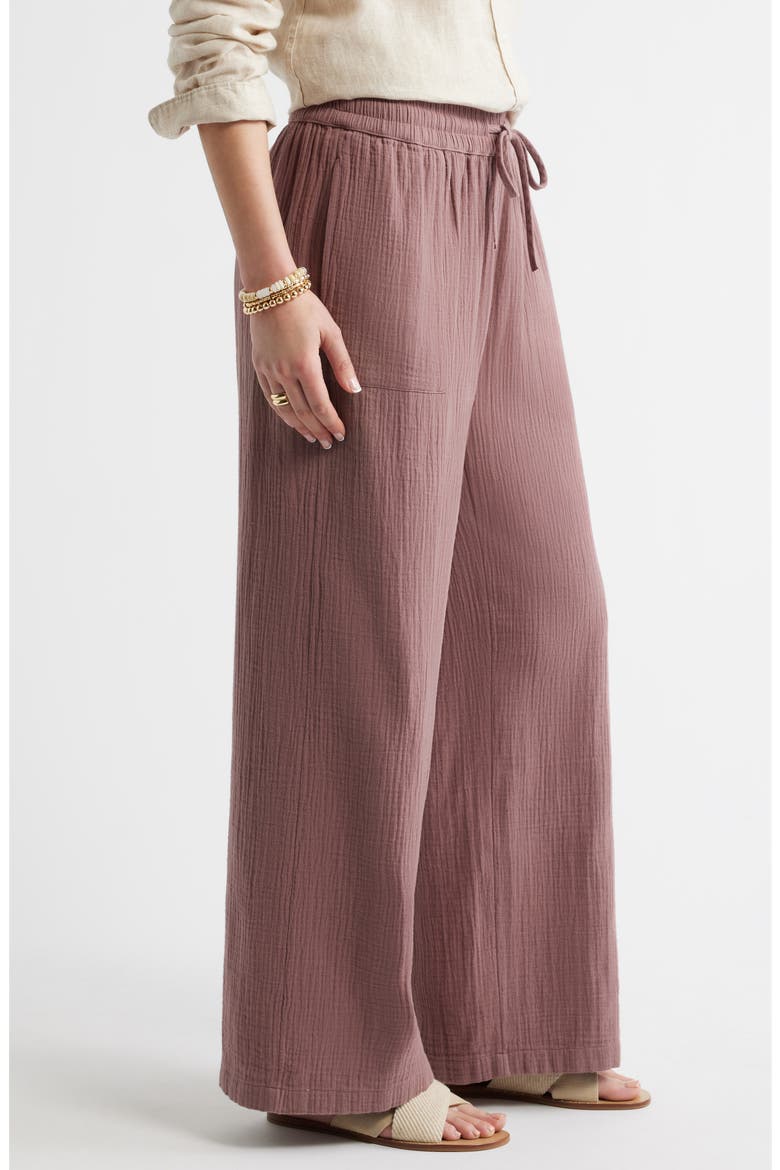 Wide Leg Gauze Pants, Alternate, color, PURPLE TAUPE