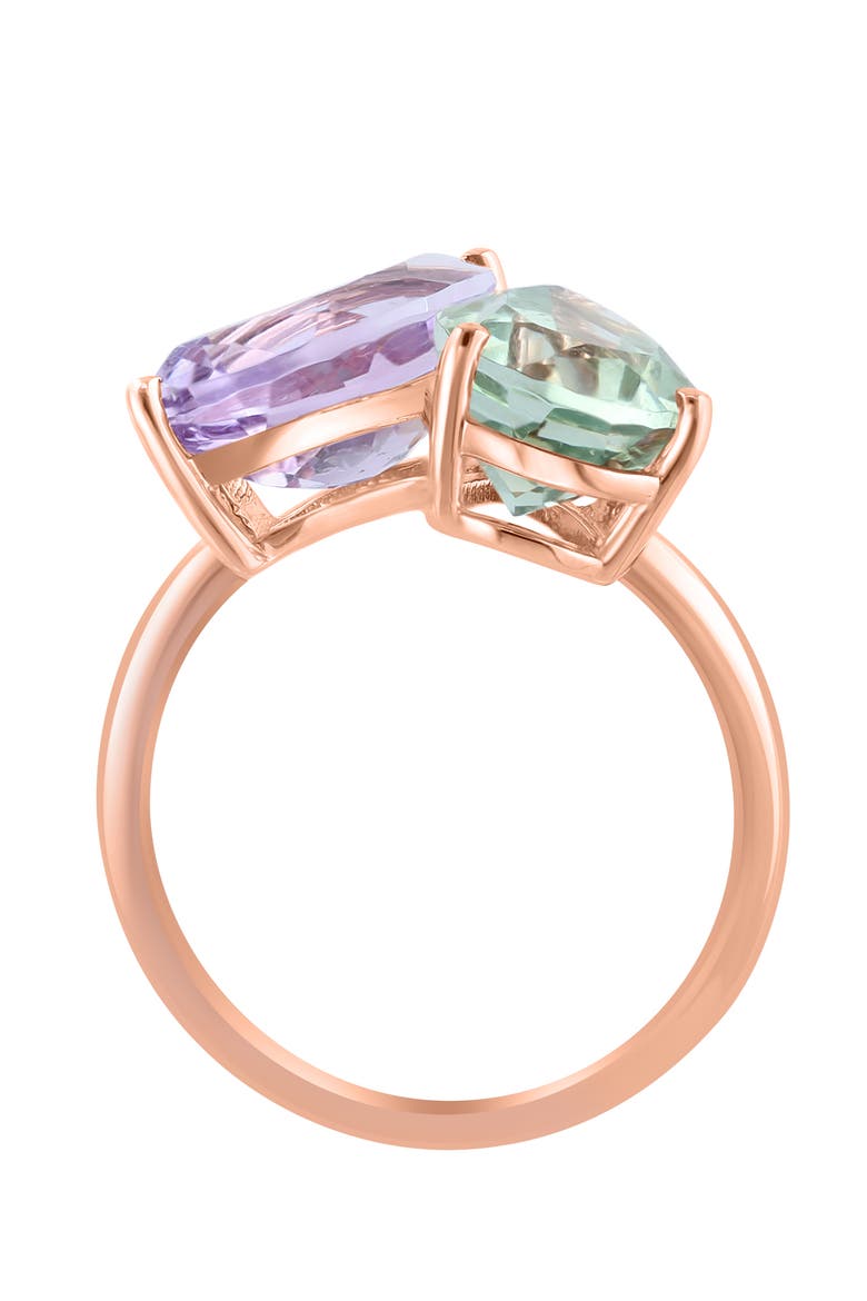 14K Rose Gold Pink & Green Amethyst Bypass Ring, Alternate, color, 14K Gold
