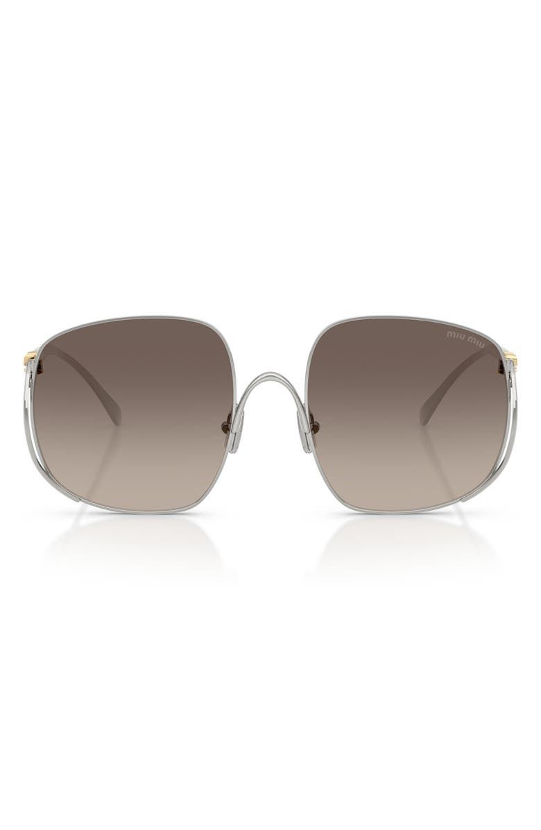 Miu Miu MU A57S 57mm Gradient Square Sunglasses, Main, color, Silver/ Grey Gradient