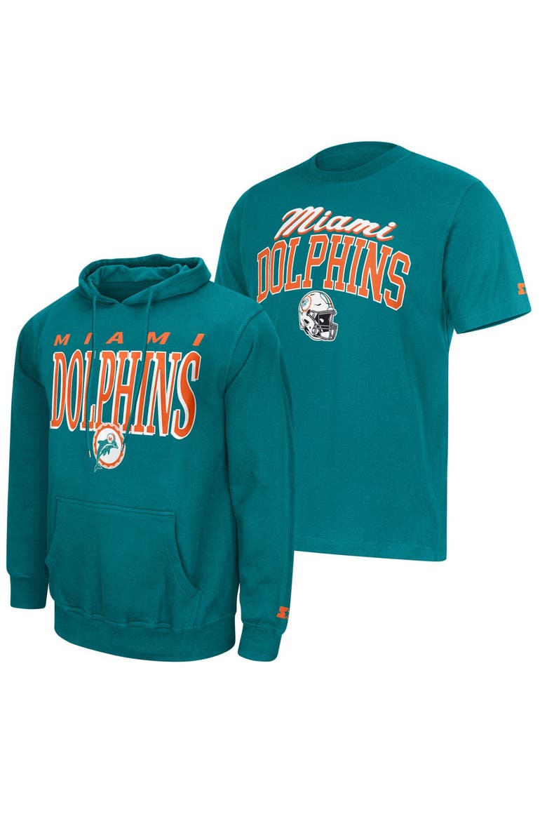 Men's Starter  Aqua Miami Dolphins Vintage Logo Hoodie & T-Shirt Combo Pack, Main, color, Aqua