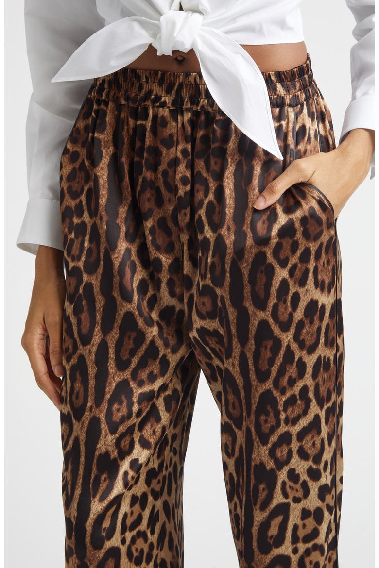 Leopard Print Wide Leg Stretch Silk Satin Pajama Pants, Alternate, color, HY13M LEO NEW