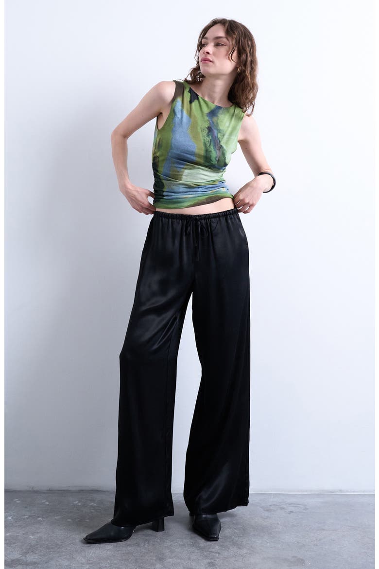 Abstract Print Ruched Tank, Main, color, MEDIUM GREEN