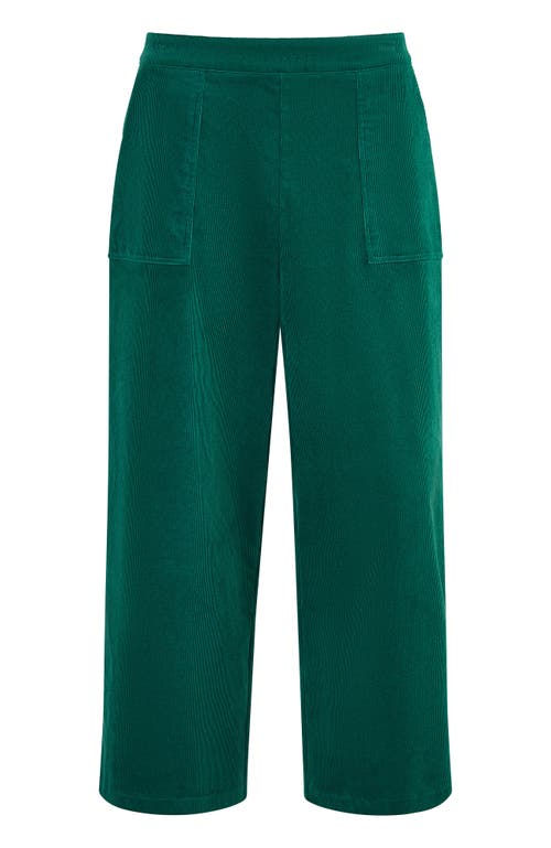 Yumi Cord Cropped Wide Leg Pants In Green