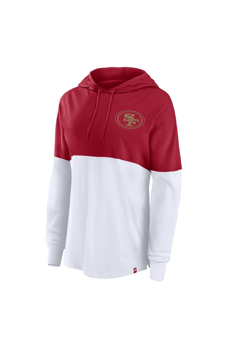 FANATICS Women's Fanatics Scarlet/White San Francisco 49ers Backup Option Long Sleeve Hoodie T-Shirt, Alternate, color, Scarlet