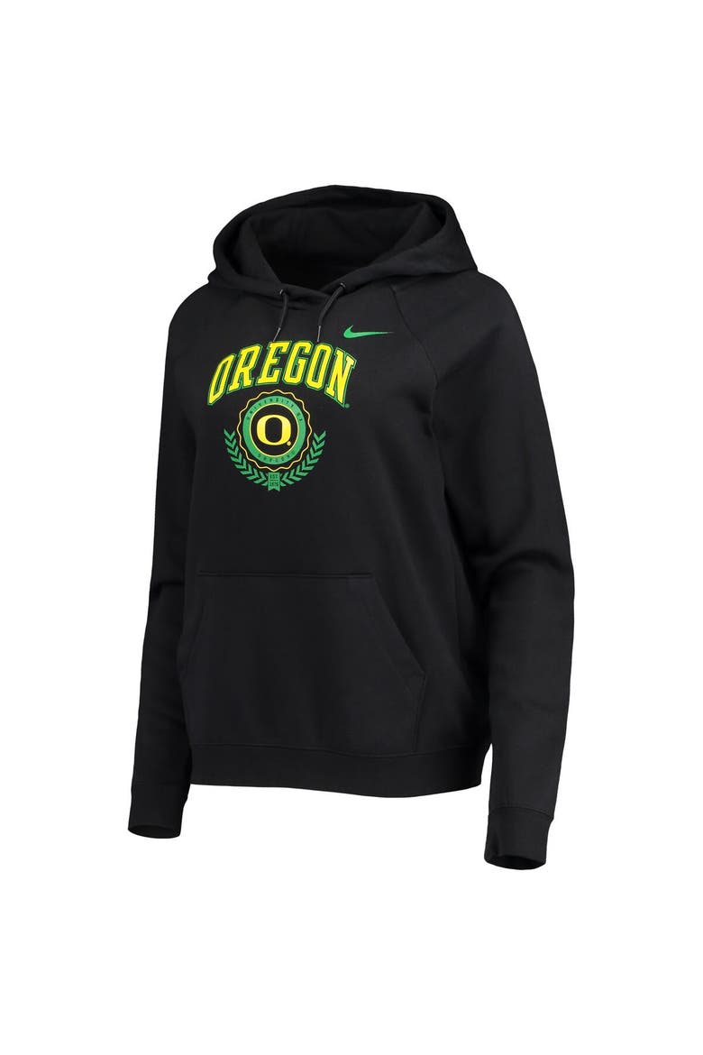 Women's Nike Black Oregon Ducks Varsity Fleece Tri-Blend Raglan Pullover Hoodie, Alternate, color, Black