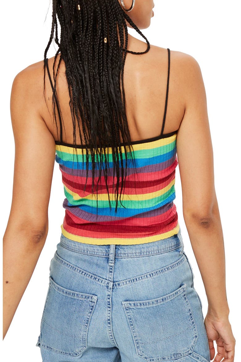 Rainbow Stripe Camisole Top, Main, color, RED MULTI