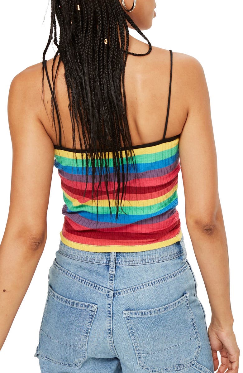 Topshop Rainbow Stripe Camisole Top, Main, color, 