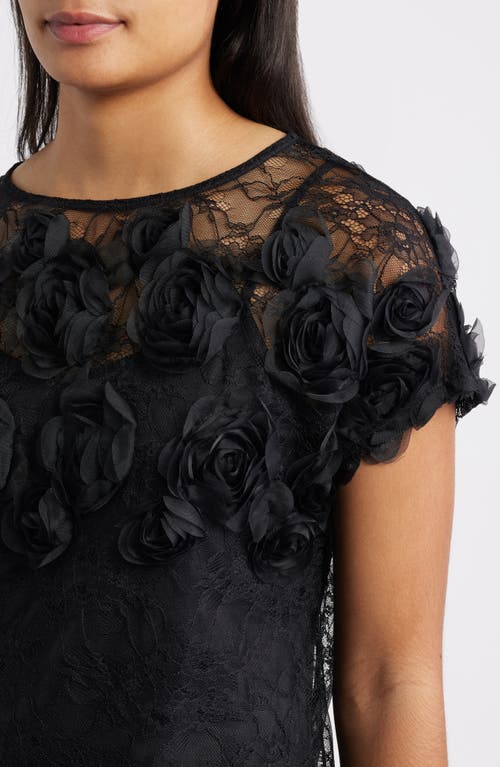 Anne Klein Rosettes & Lace Top In Black