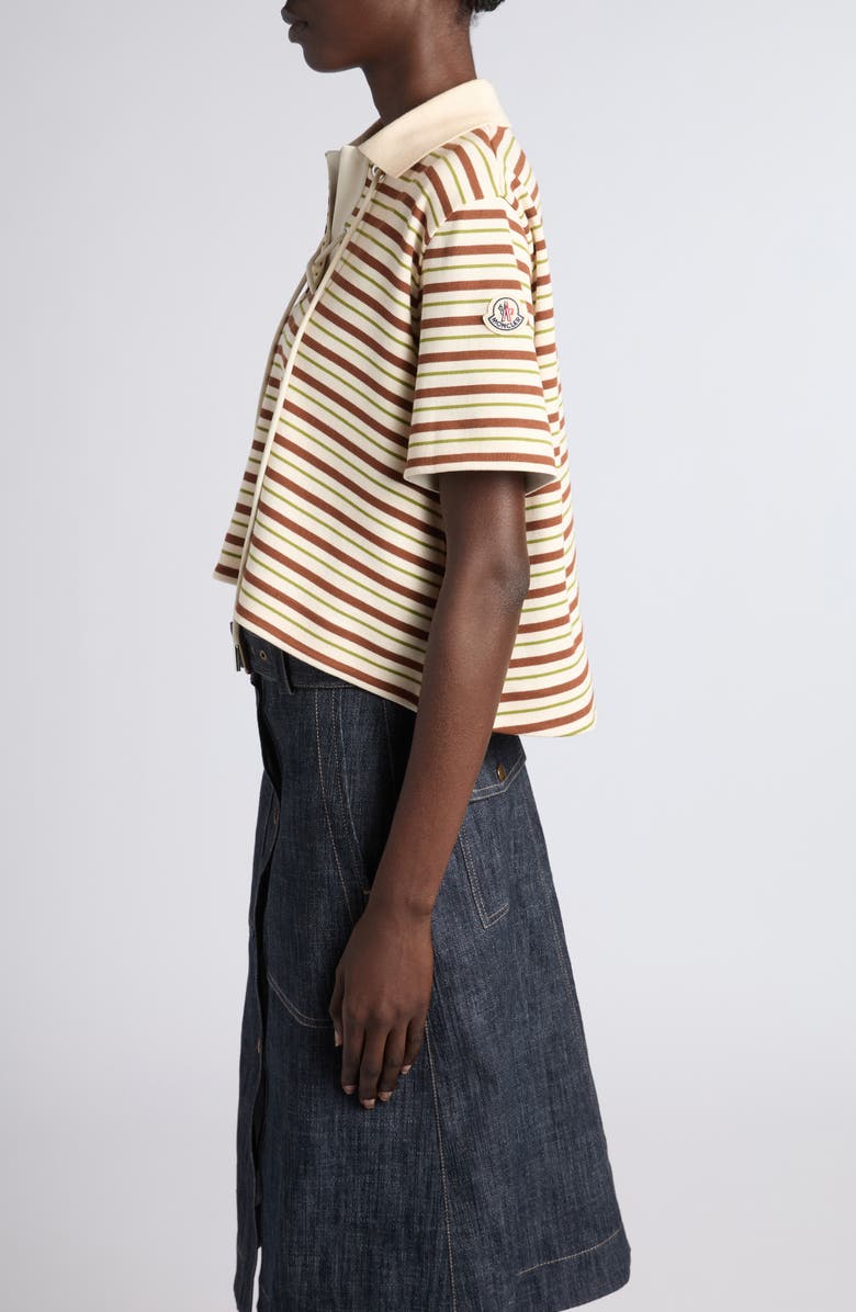 Moncler Stripe Cotton Polo, Alternate, color, Neutral