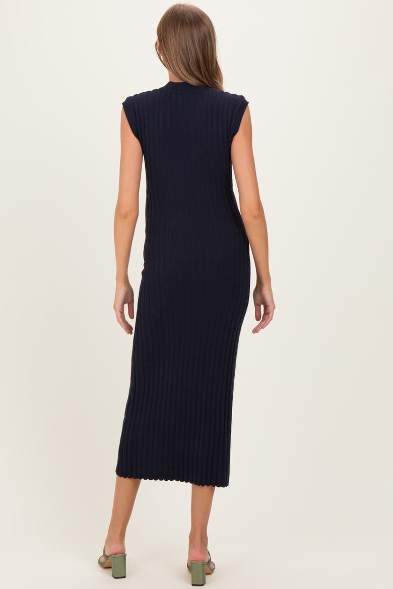 Ribbed Knit Mock Neck Maxi Dress, Alternate, color, Navy Blue
