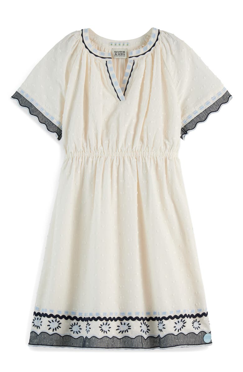 Scotch & Soda Kids' Embroidered Cotton Dress, Main, color, Soft Ice