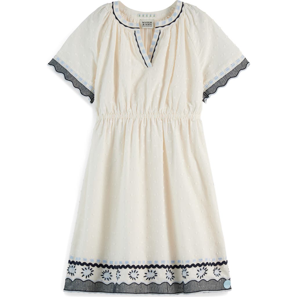 Scotch & Soda Kids' Embroidered Cotton Dress In Soft Ice