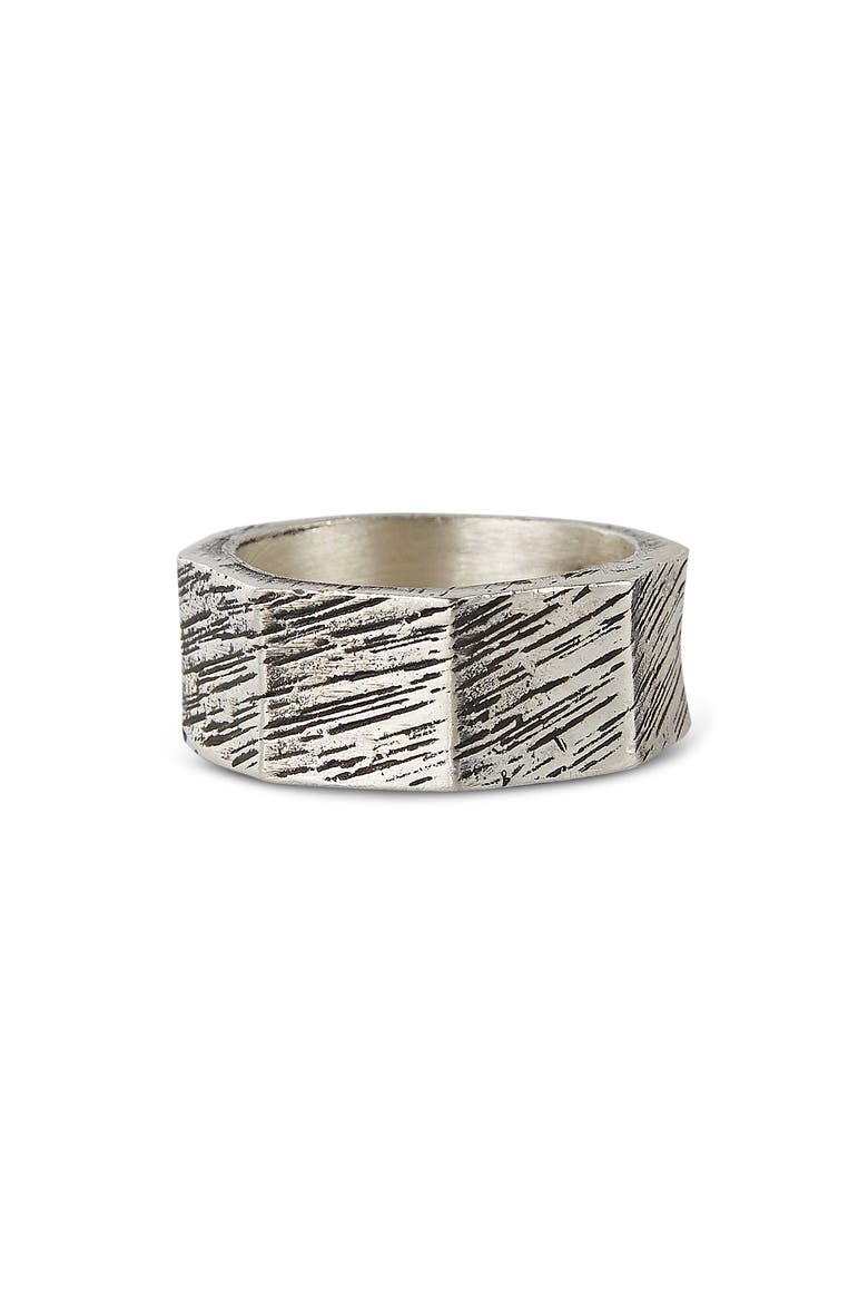 Octagonal Rustic Silver Ring, Main, color, Sterling Silver