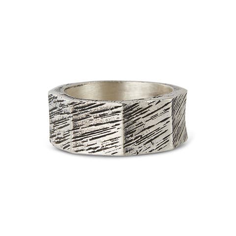 Octagonal Rustic Silver Ring